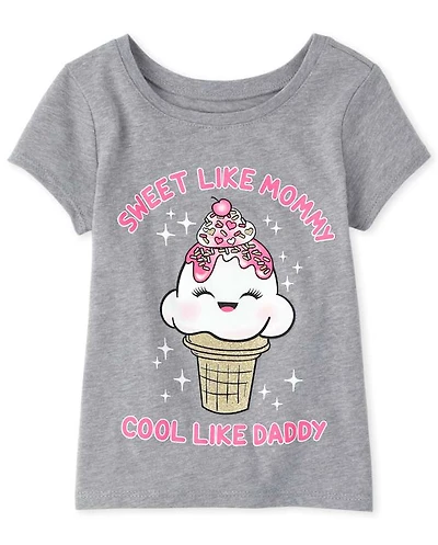 Baby And Toddler Girls Mommy Daddy Ice Cream Graphic Tee
