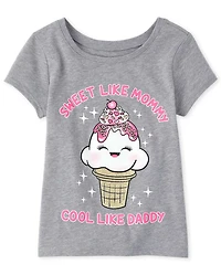 Baby And Toddler Girls Mommy Daddy Ice Cream Graphic Tee