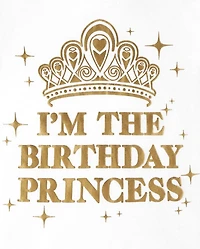 Baby And Toddler Girls Mommy Me Foil Birthday Princess Graphic Tee