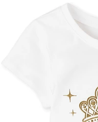 Baby And Toddler Girls Mommy Me Foil Birthday Princess Graphic Tee