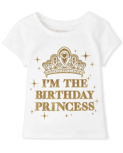 Baby And Toddler Girls Mommy Me Foil Birthday Princess Graphic Tee