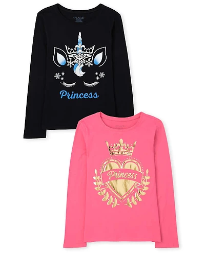 Girls Princess Graphic Tee 2-Pack