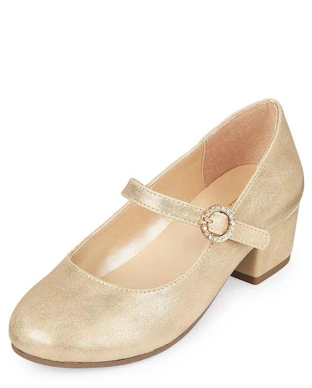Girls Shimmer Heel Shoes