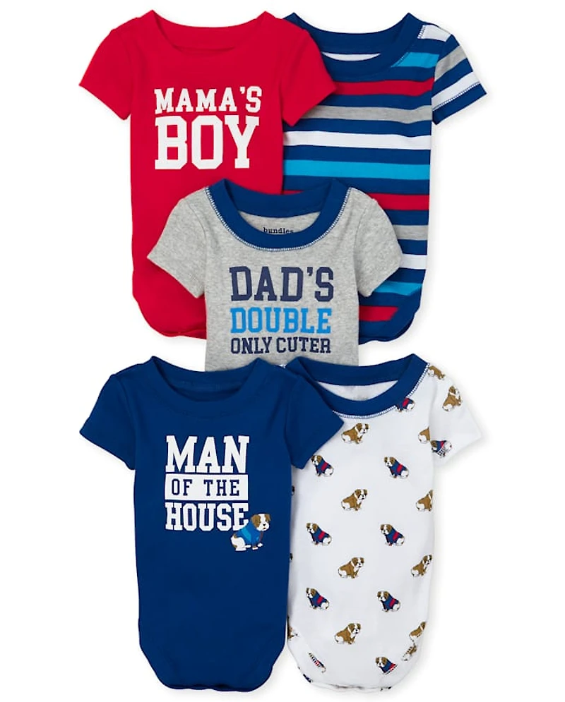 Baby Boys Bulldog Bodysuit 5-Pack