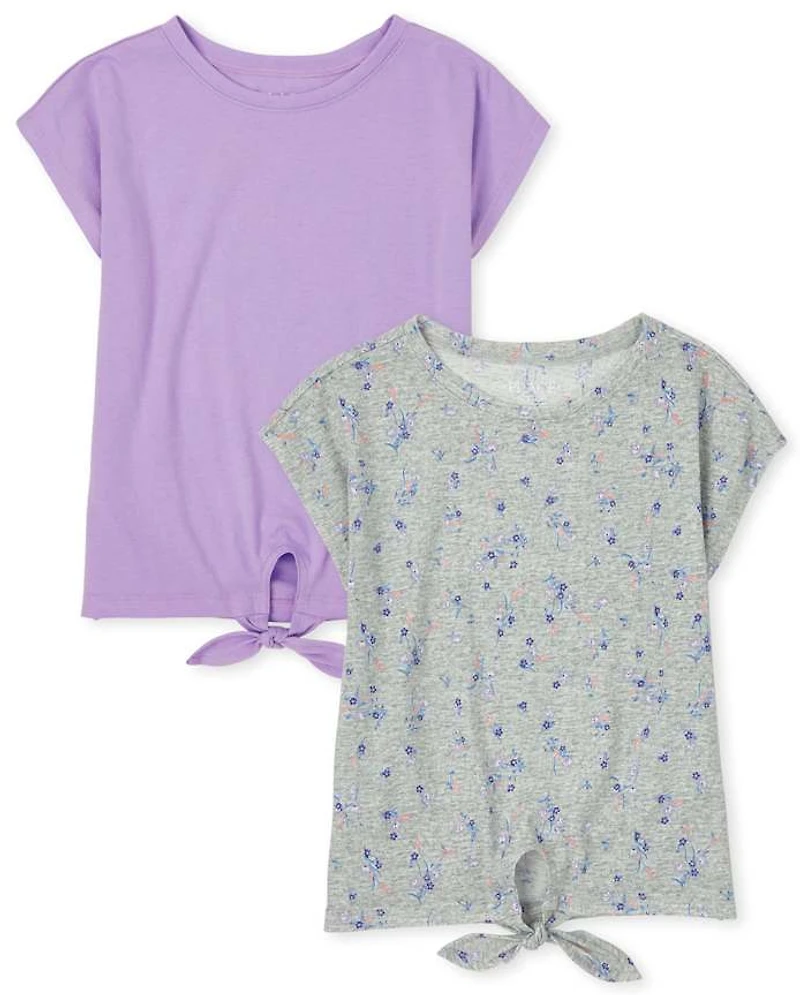 Girls Tie Front Tee Shirt 2-Pack