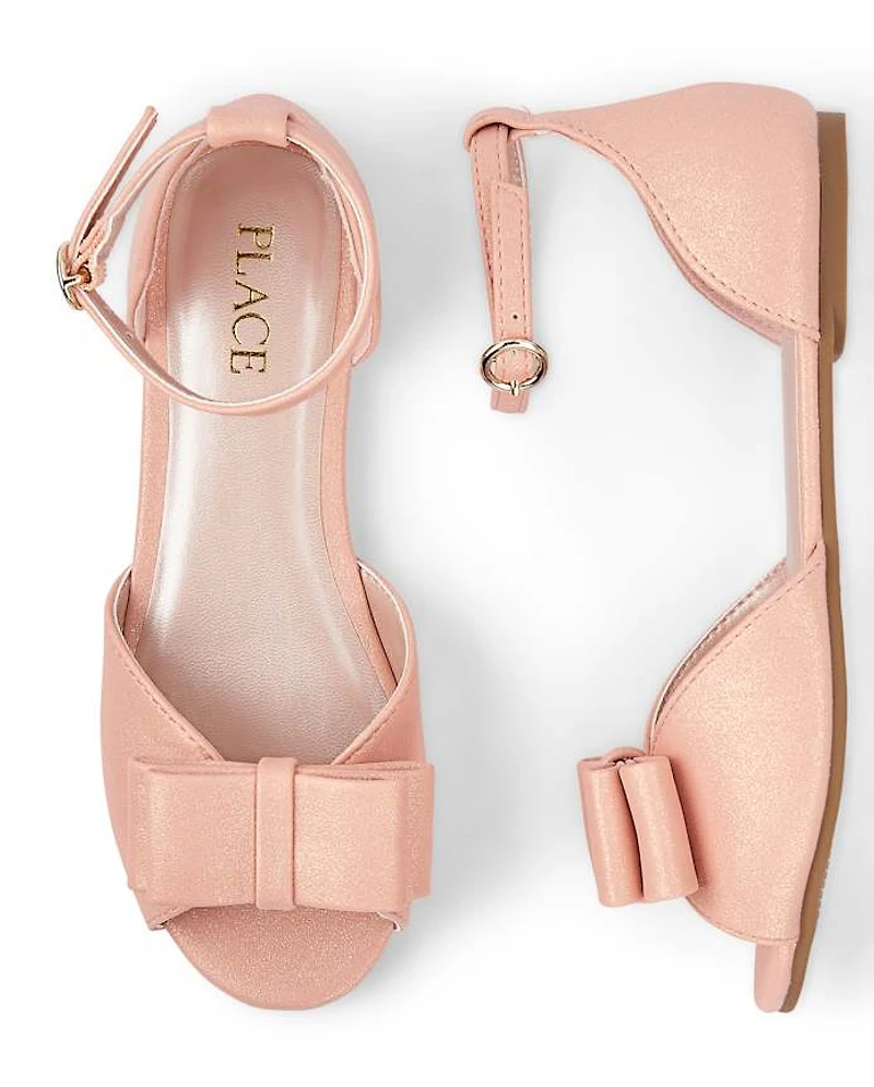 Girls Metallic Bow Ballet Flats