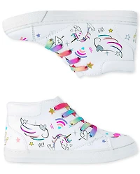 Girls Unicorn Doodle Hi Top Sneakers