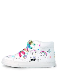 Girls Unicorn Doodle Hi Top Sneakers