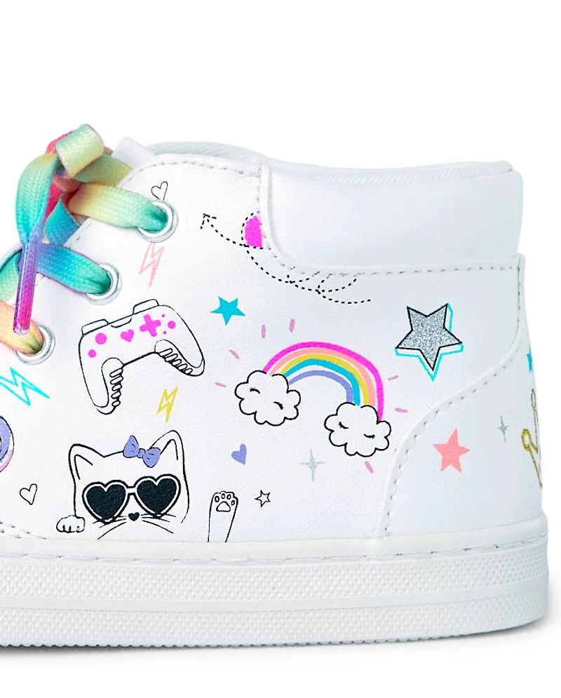 Girls Unicorn Doodle Hi Top Sneakers