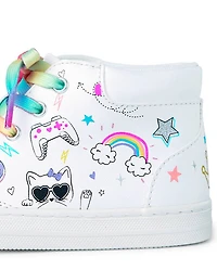 Girls Unicorn Doodle Hi Top Sneakers
