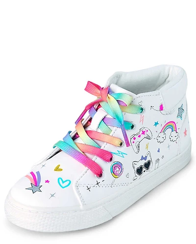 Girls Unicorn Doodle Hi Top Sneakers