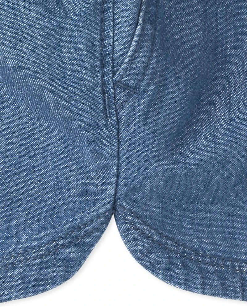 Baby And Toddler Girls Denim Pull On Shorts