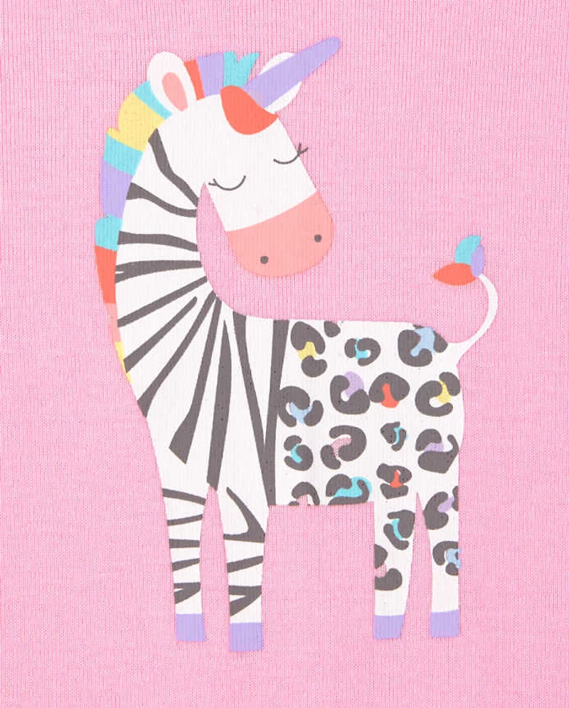 Baby And Toddler Girls Zebra Snug Fit Cotton Pajamas 2-Pack