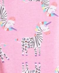 Baby And Toddler Girls Zebra Snug Fit Cotton Pajamas 2-Pack