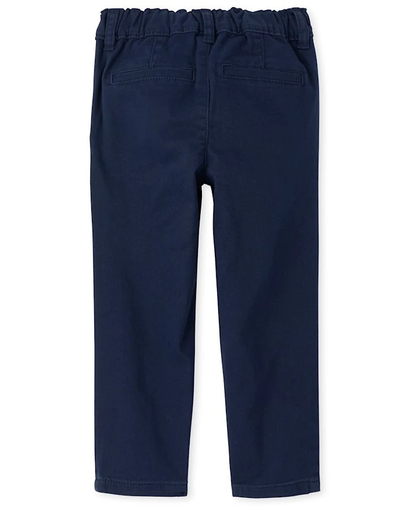 Toddler Girls Uniform Ruffle Stretch Skinny Chino Pants -Pack