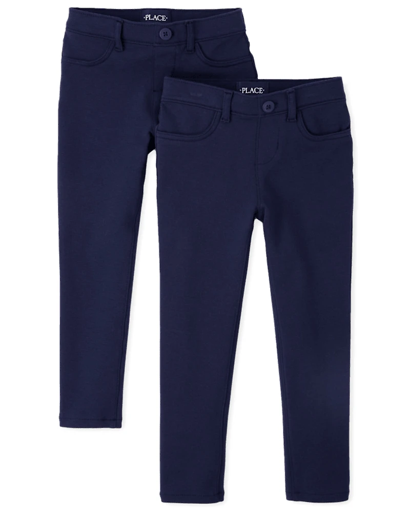 Lot de 2 jeggings à enfiler en tricot Ponte pour fille