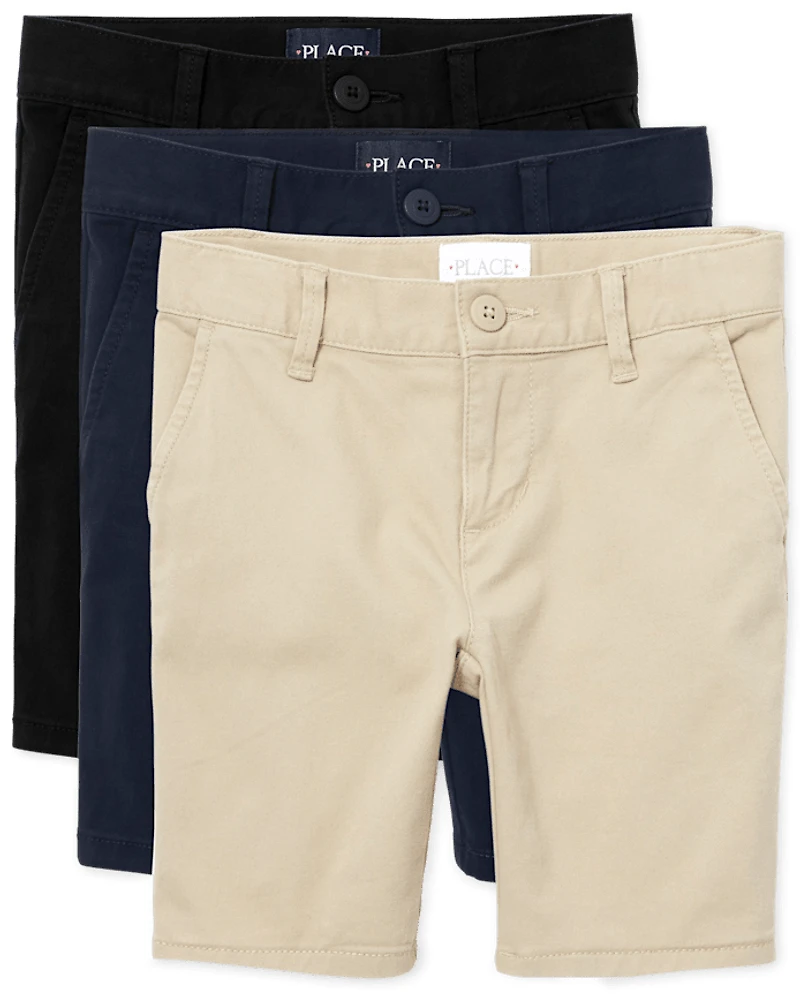 Girls Uniform Stretch Chino Shorts -Pack