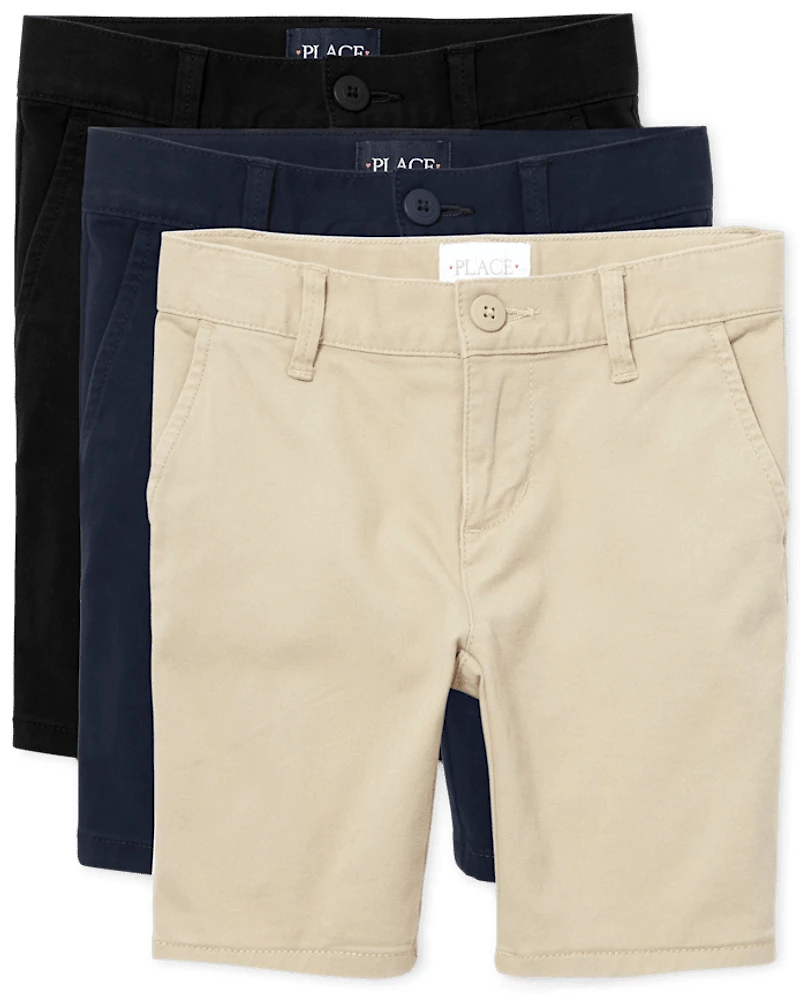 Girls Uniform Stretch Chino Shorts 3-Pack