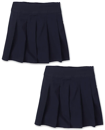 Girls Uniform Stretch Pleated Skort 2-Pack - Slim