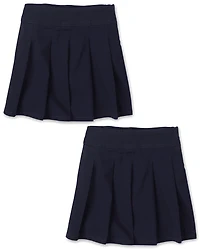 Girls Uniform Stretch Pleated Skort 2-Pack - Slim