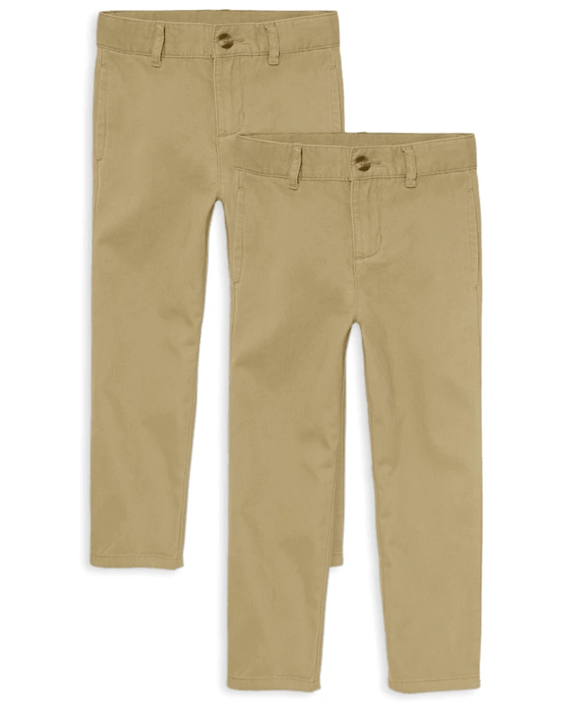 Lot de pantalons chino droits uniformes extensibles pour garçons