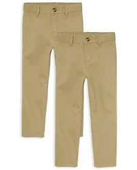 Lot de pantalons chino droits uniformes extensibles pour garçons