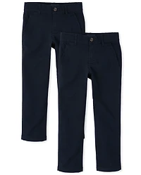 Boys Uniform Stretch Skinny Chino Pants -Pack