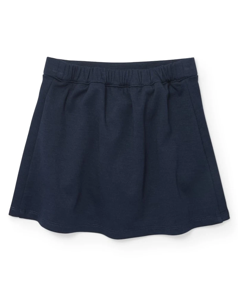 Toddler Girls Uniform Pleated Ponte Knit Button Skort 2-Pack