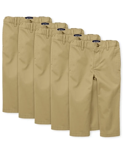 Baby And Toddler Boys Uniform Relaxed Straight Chino Pants 5-Pack