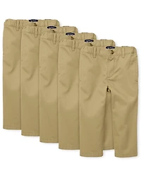 Baby And Toddler Boys Uniform Relaxed Straight Chino Pants 5-Pack