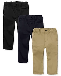 Baby And Toddler Boys Uniform Relaxed Straight Chino Pants 3-Pack