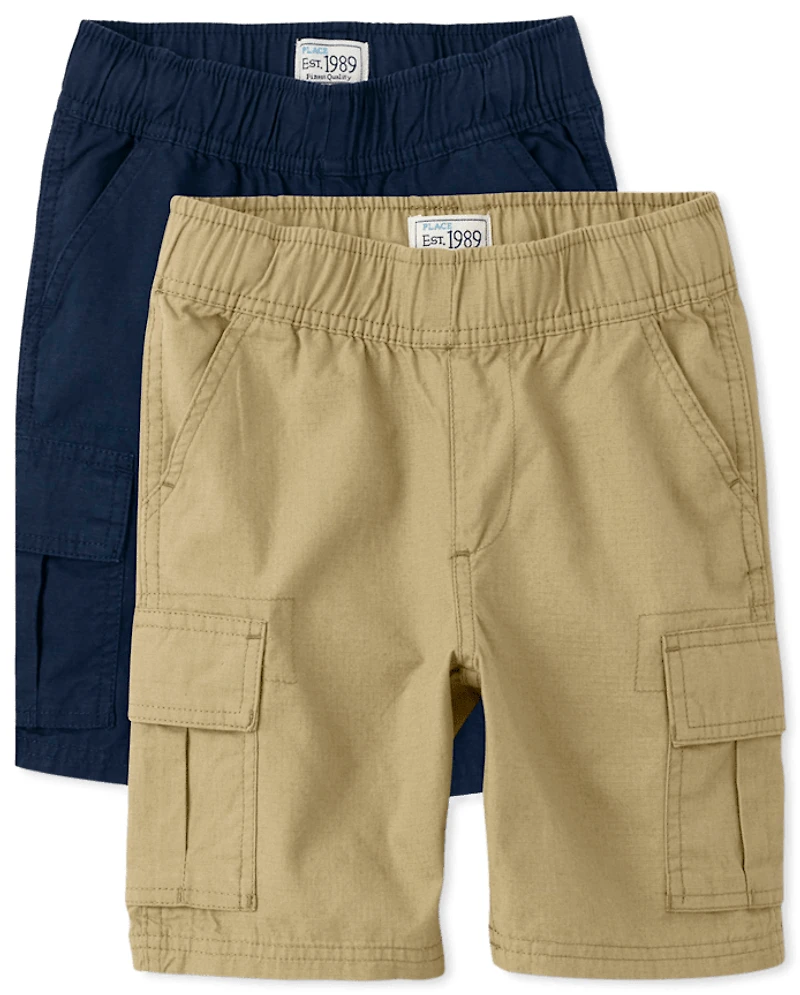 Boys Ripstop Pull On Cargo Shorts 2-Pack