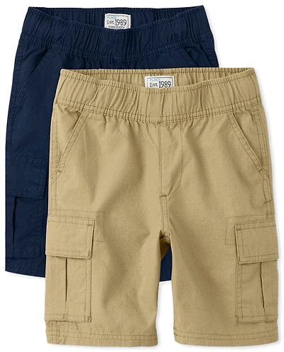 Boys Ripstop Pull On Cargo Shorts 2-Pack