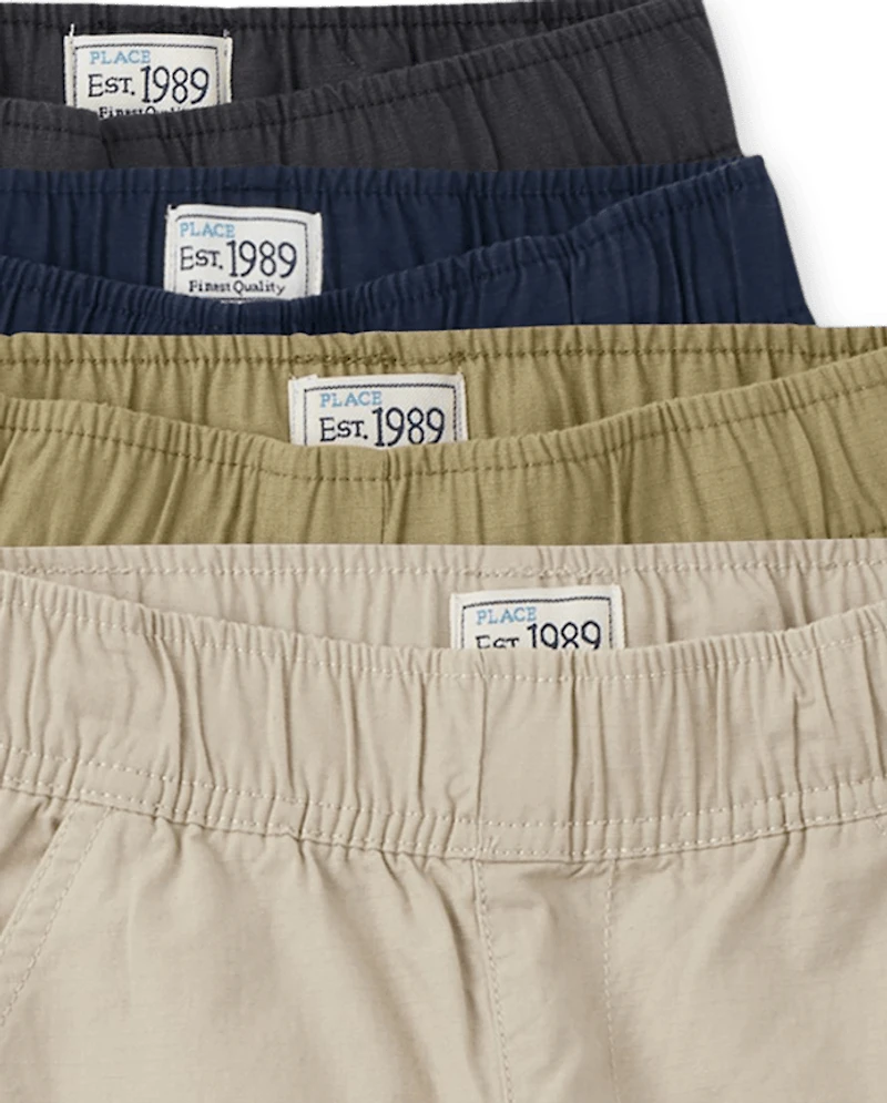 Boys Ripstop Pull On Cargo Shorts -Pack