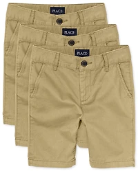 Boys Uniform Stretch Chino Shorts 3-Pack