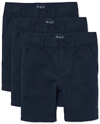 Boys Uniform Stretch Chino Shorts 3-Pack