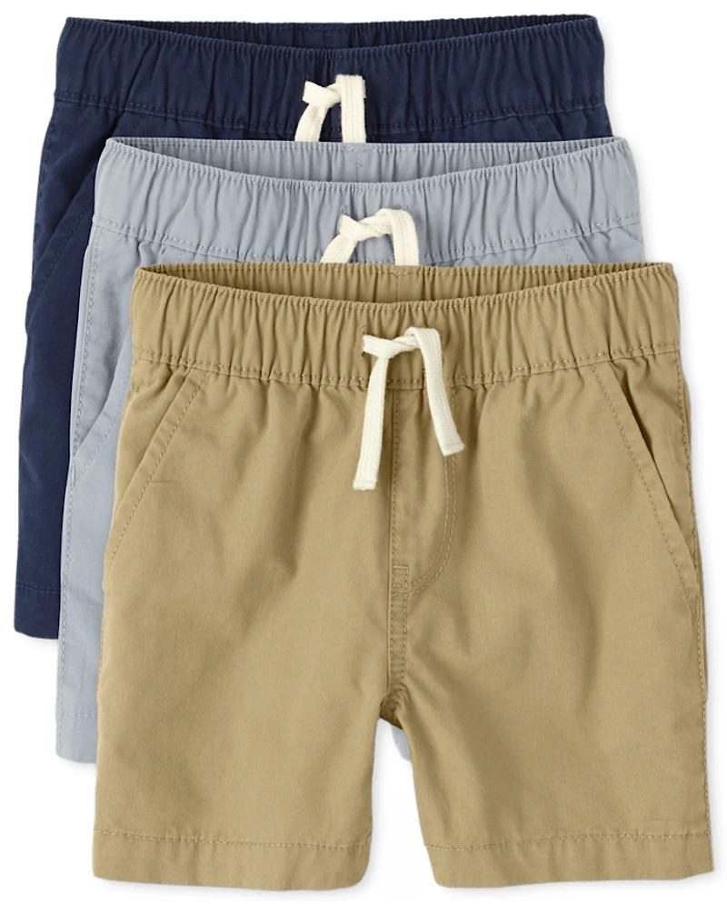 Baby And Toddler Boys Pull On Jogger Shorts 3-Pack