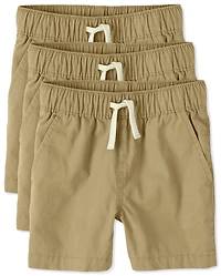 Baby And Toddler Boys Pull On Jogger Shorts 3-Pack