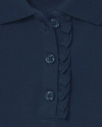 Girls Uniform Ruffle Soft Stretch Pique Polo 4-Pack