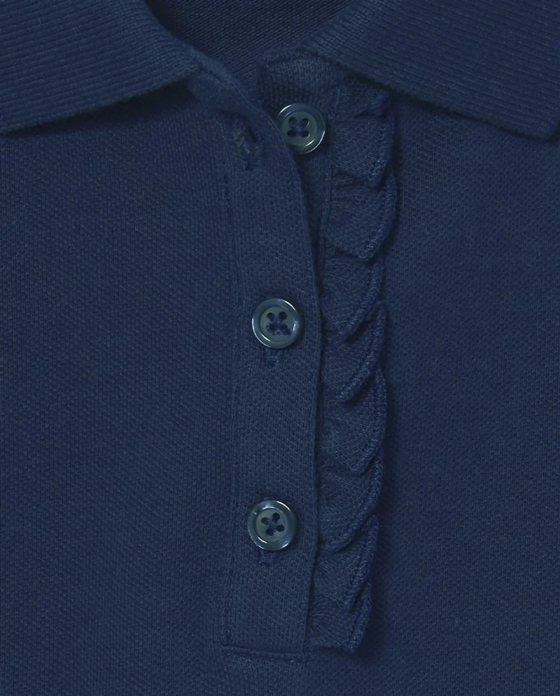 Girls Uniform Ruffle Soft Stretch Pique Polo 6-Pack