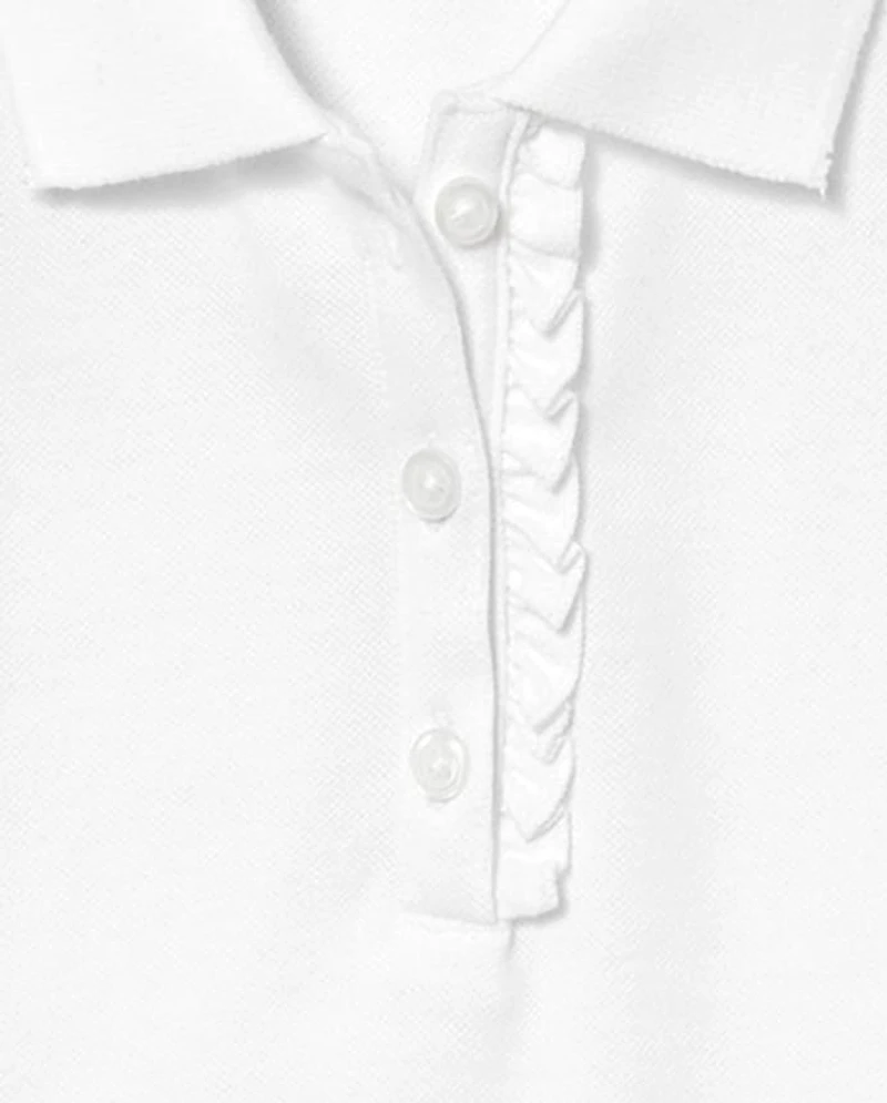 Girls Uniform Ruffle Soft Stretch Pique Polo 6-Pack
