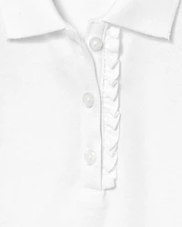 Girls Uniform Ruffle Soft Stretch Pique Polo 6-Pack