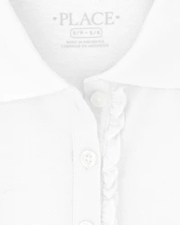 Lot de polos en piqué extensible doux à volants pour uniformes filles