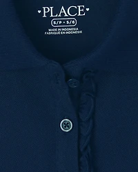 Lot de polos en piqué extensible doux à volants pour uniformes filles