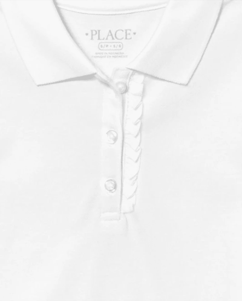 Girls Uniform Ruffle Soft Stretch Pique Polo -Pack