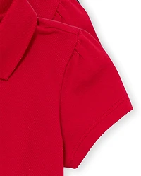 Toddler Girls Uniform Ruffle Soft Stretch Pique Polo -Pack