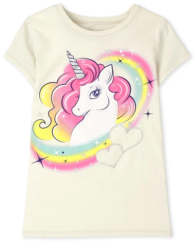 Girls Unicorn Rainbow Graphic Tee