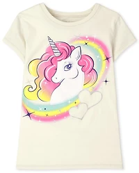 Girls Unicorn Rainbow Graphic Tee
