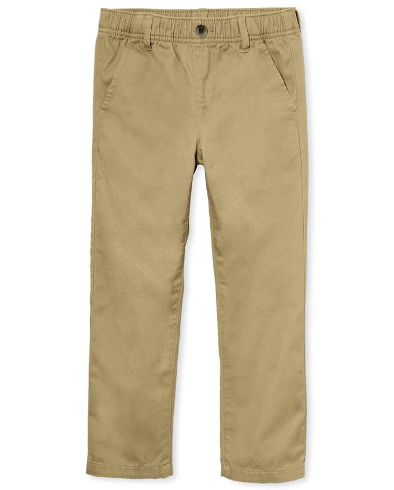 Boys Uniform Stretch Pull On Straight Chino Pants