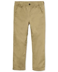 Boys Uniform Stretch Pull On Straight Chino Pants